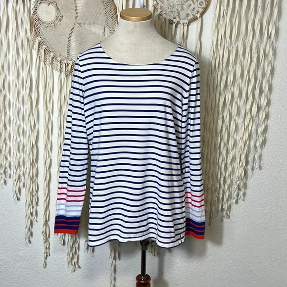 Boden Cotton Stripe Long Sleeve Top Size US14 - Picture 1 of 8